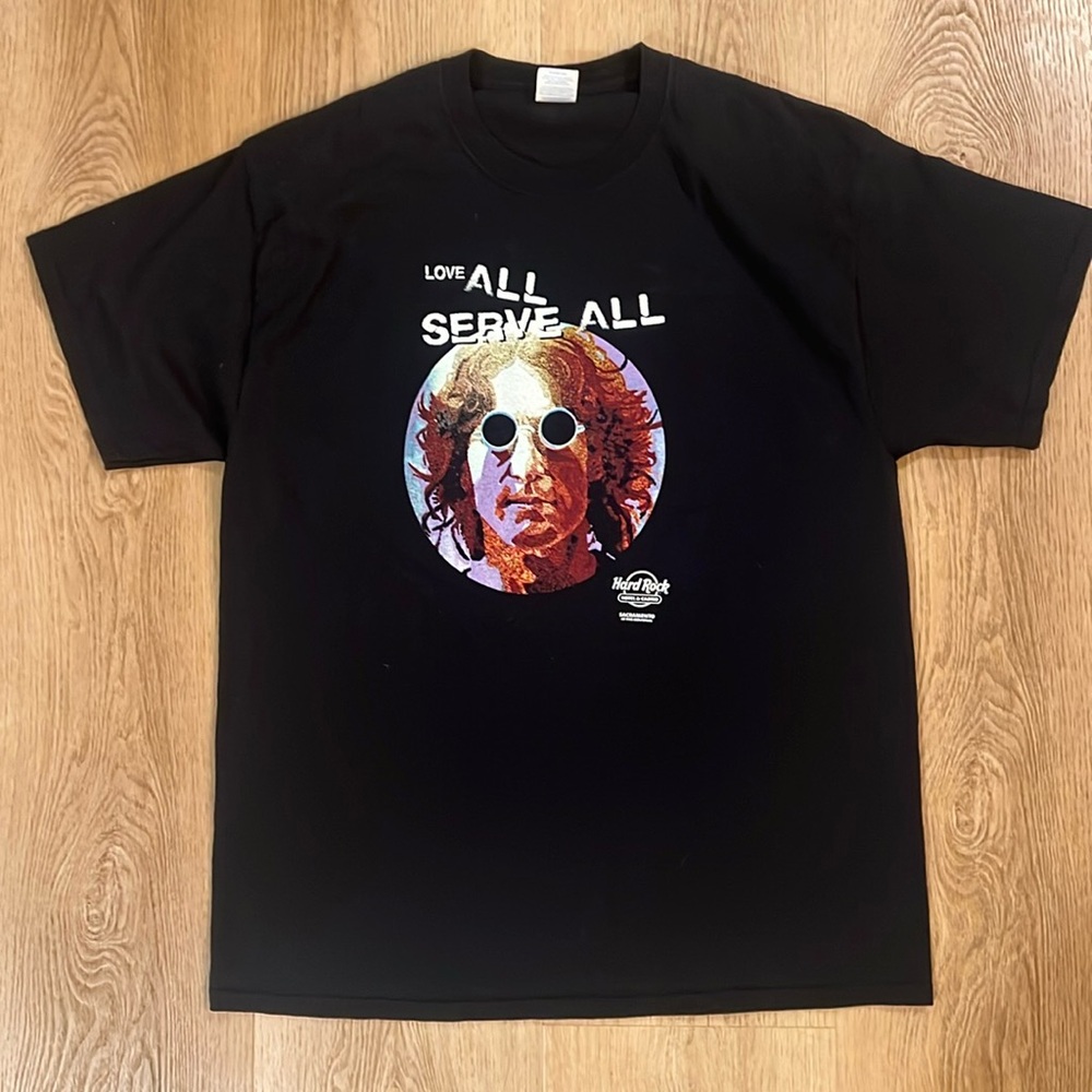 Hard Rock Sacramento John Lennon T Shirt Men’s XL Black Graphic Cotton Crew Neck